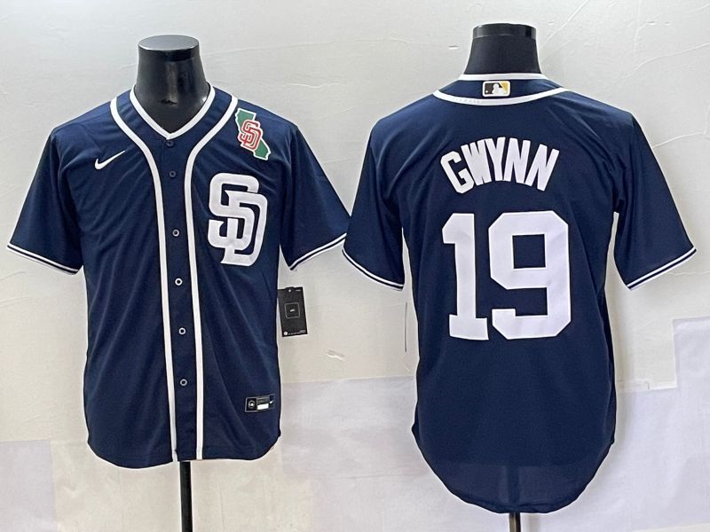 Men 2025 San Diego Padres 19 Gwynn Blue Game Nike MLB Jersey style 26